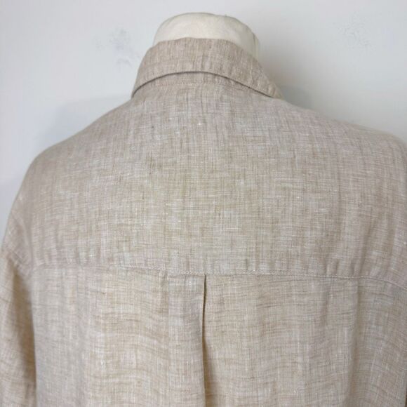 J. McLaughlin | Beige Linen Button Detail Tunic Blouse | Medium - Picture 8 of 12